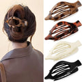 4 PCS Large Flat Hair Clips for Women Girls, French Concord Lay Down Claw Clips Strong Hold for Thick Thin Hair, Comfortable Curved Flat Clip, Leopard Print Stylish Hair Accessories, Tortoise