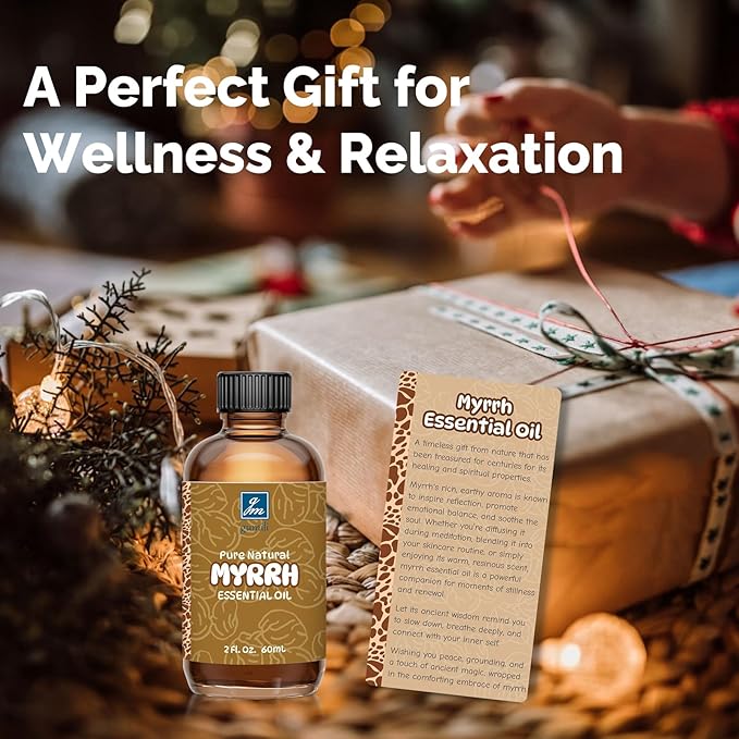 Myrrh Essential Oil 2 Oz, 100% Pure Natural Myrrh Oil for Diffuser, Skin, Hair, Body & Face, Massage, DIY & Home Use