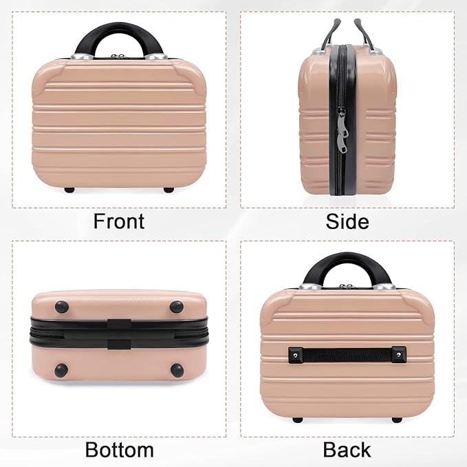 14 inch Hard Shell Makeup Train Case Portable PC ABS Mini Suitcase for Organizer Cosmetics Makeup Brushes Toiletry