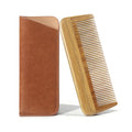 Onedor Handmade 100% Natural Green Sandalwood Wooden Comb for Men Hair, Beard, and Mustache Styling Pocket Comb With Leather Case (Short)