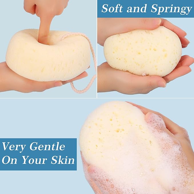 3 Pcs Bath Sponge for Women, Men, Teenager, Body Wash Sponges Loofah Body Scrubber, 3 Colors & Large Size Shower Pouf Cleaning Loofahs for Shower Exfoliating