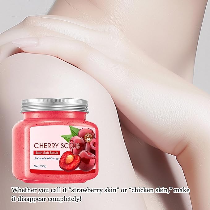 Cherry Body Exfoliator, Deep Cleaning Exfoliating Body Scrub, Moisturizing Nourishing Salt Rose Body Scrub, 350 g