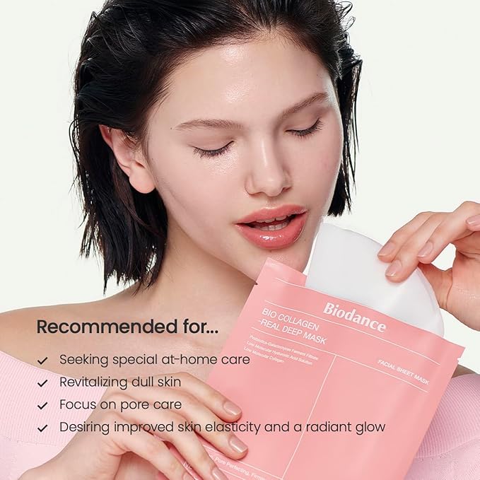 BIODANCE Bio-Collagen Real Deep Mask, Hydrating Overnight Hydrogel Face Mask, Pore Minimizing, Elasticity, Plumping, Travel Essentials & Self Care Gifts for Women, Korean Skin Care | 1.19oz(34g) x 4ea