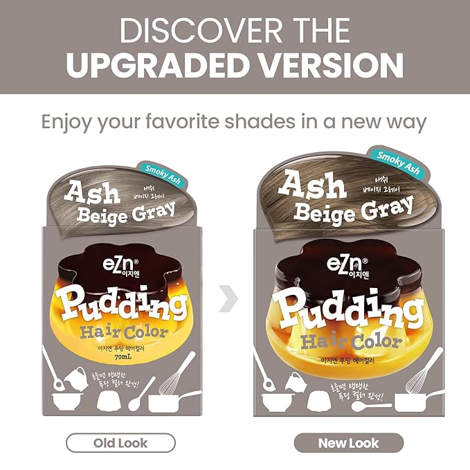 eZn Pudding Hair Dye for Sensitive Scalps - (Ash Beige Gray) | No-Drip, Ammonia-Free, Long-Lasting Semi-Permanent Hair Color with Keratin for Gentle Gray Coverage at Home