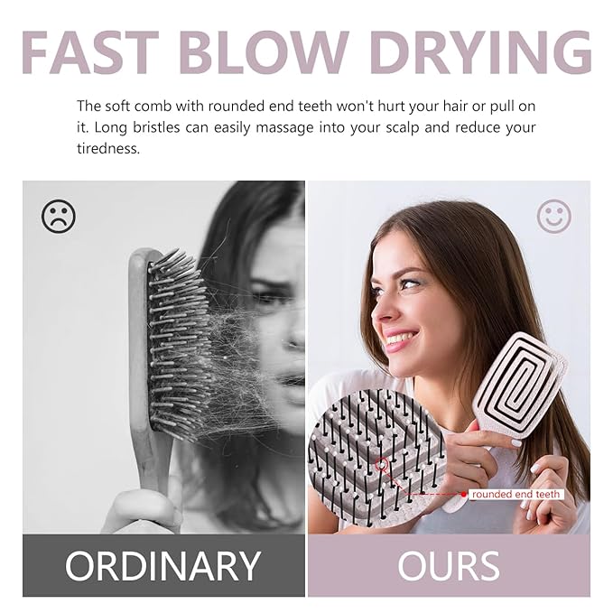Detangling Brush, Dry and Wet Vented Detangler Hair Brush for Women and Men, Professional Paddle Curved Styling Hairbrush for Straight/Curly/Thick/Long/Wavy/Damaged Hair, Beige