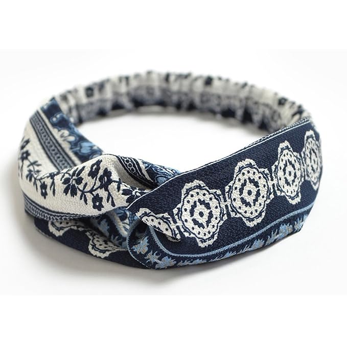 DRESHOW 10 Pack Boho Headbands for Women Vintage Cross Elastic Head Wrap Hair Accessories