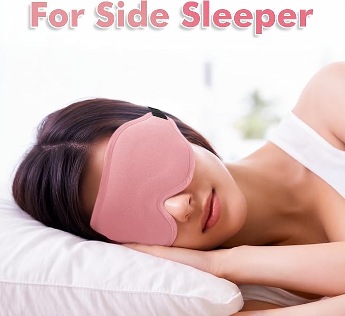Sleep Eye Mask for Men Women, Lash Extensions 3D Sleeping Mask, Travel Blackout Night Blindfold Eye Shade Cover with Adjustable Strap (Pink-3D)