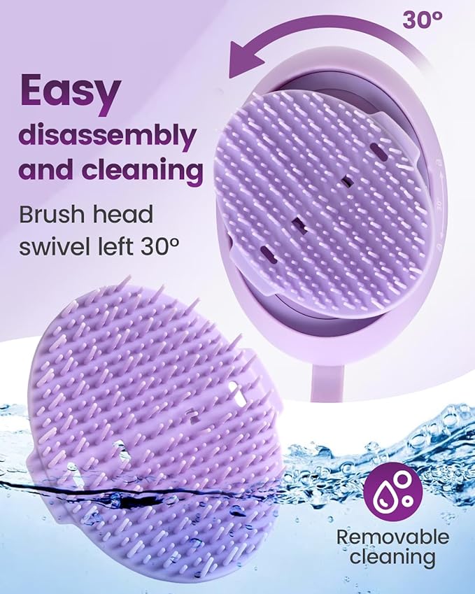 Electric Scalp Massager – Rechargeable Head Massager with Anion Technology, Portable Anti-Frizz Scalp Tool, Scalp Massager Gift for Men & Women(Purple)