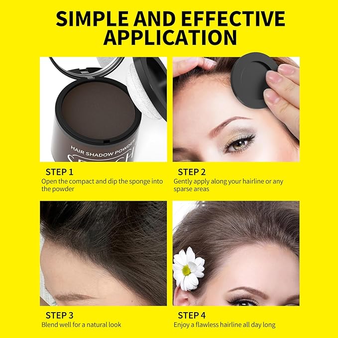 gowwim Root Touch up Powder, Instantly Gray Hair Cover up Hairline Powder for Women & Men Waterproof and Sweatproof Root Cover Up Long-Lasting for Thinning & Loss Hair (Light Brown, 10g)
