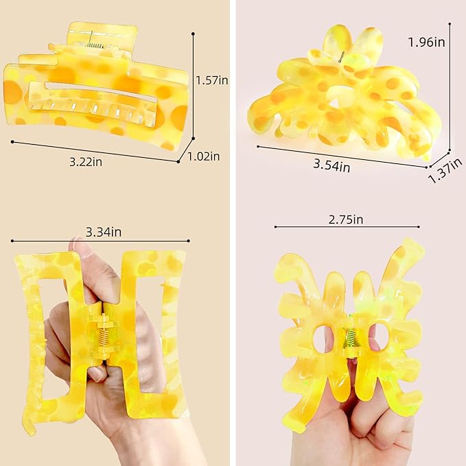Hair Clips for Women,6PCS Big Flower Claw Clips for Thick Thin Hair,Strong Hold Cute Hair Accessories for Girls,Nonslip Beach Vacation Essentials Summer Accessories (vibrant)