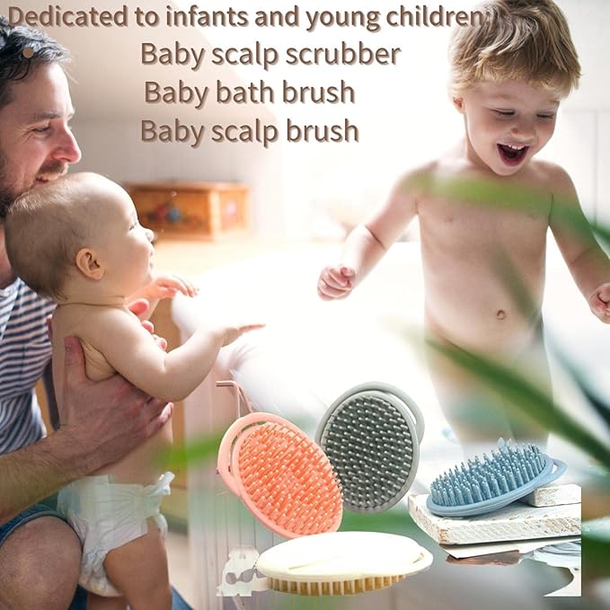 Baby Cradle Cap Comb, Silicone Scalp Massager, Soft Bristle Shampoo Brush for Newborns and Toddlers, Head Massager Scalp Stress Relax (Grey)