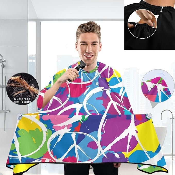 visesunny Professional Barber Cape Polyester Hair Cutting Salon Cape Apron Anti-Static Beard Bib Grooming Apron