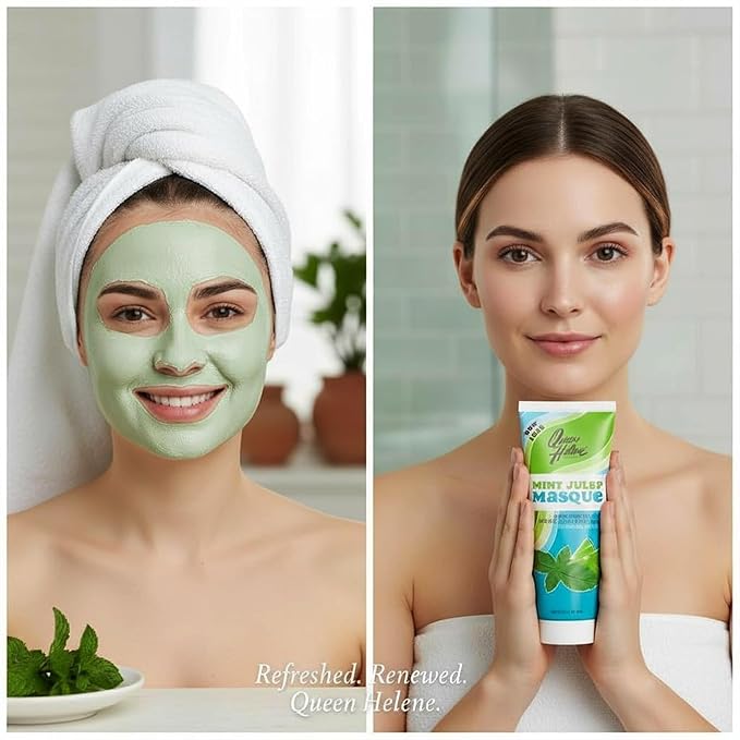 Queen Helene Mint Julep Masque 8 oz – Deep Cleansing Clay Face Mask for Oily & Acne-Prone Skin | Purifies Pores & Soothes with Refreshing Mint | Classic Spa-Quality Treatment Made in USA