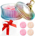 5 Pcs Extra Large Body Powder Puff and Container Set – 5.43" Oversize Crystal Powder Container | 3.54" Ultra-Soft Velour Puff, Washable & Reusable, Ideal for Face/Body Glitter & Wet/Dry Makeup