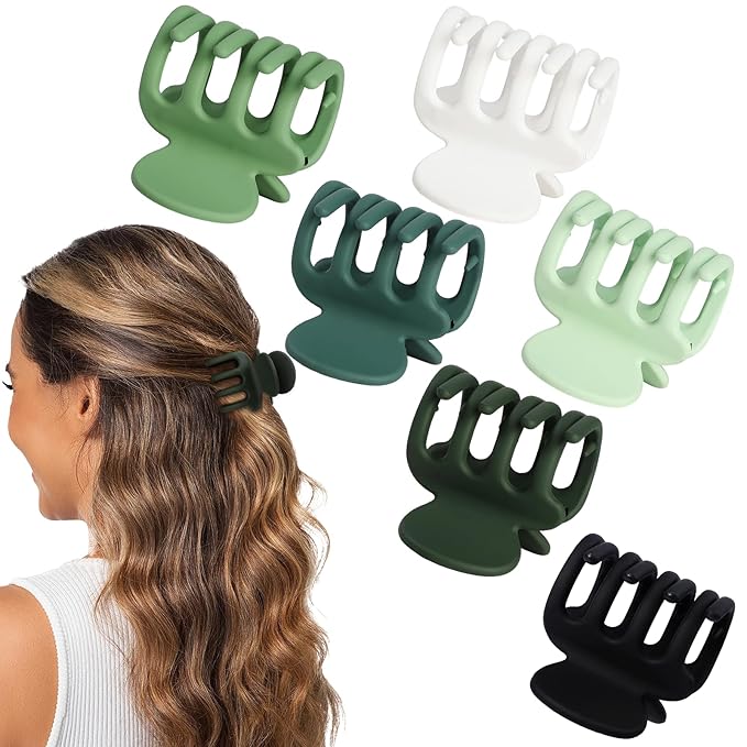 6 Pcs Hair Clips Small Claw Clips for Thin Hair Medium Matte Non-slip Hair Accessories for Women and Girls (Green)