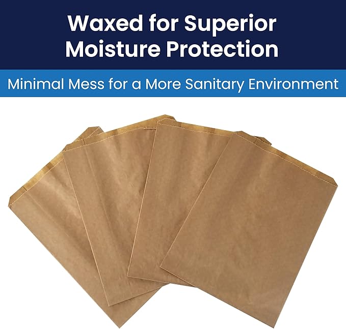 Hospeco - GID-HOSKL-260 KL Waxed Kraft Feminine Hygiene Liner Bag with Gusset,10.25” x 7.5” x 3.5”,(Pack of 1000)