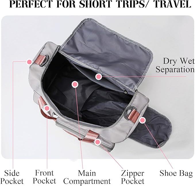Flycalf Personalized Duffel Bag Dance Travel Bag with Embroidery Name Foldable Shoe Compartment for Sports Gym
