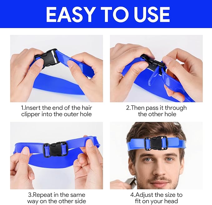 Self Haircut Cape Kit for Men，Fade Guide for Men Haircut，Hair Cutting Kit Includes Hair Cutting Cape, Adjustable Hair Trimming Guide, Comb，for Adults and Kids, Salon and Home Use(Blue)