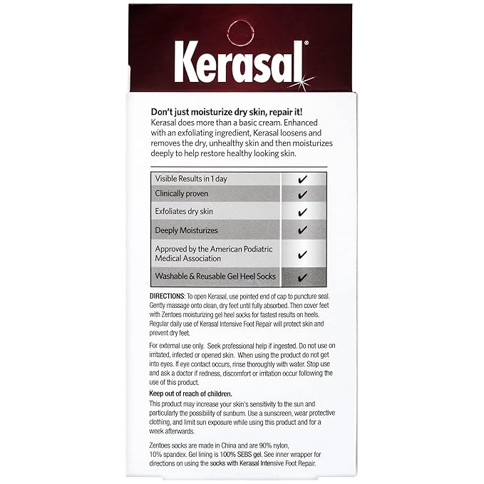 Kerasal Intensive Foot Repair Skin Healing Ointment,1 Oz and Moisturizing Gel Socks,(Packaging May Vary),(Pack of 4)