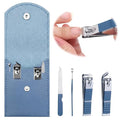 Portable Manicure Kit for Women and Men, 5 PCS/Set Professional Nail Clipper Set Stainless Steel Manicure Pedicure Kit with Nail File and PU Leather Case, Grooming Tools for Home Travel