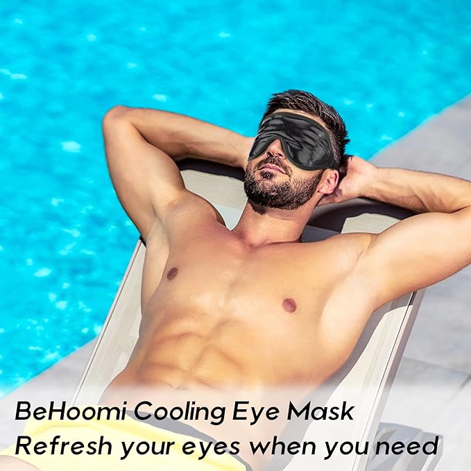 2Packs Cooling Eye Masks, Ice Eye Mask Cold Compress for Eyes, Reusable Cold Gel Eye Mask for Eye Relaxation, Comfort Snug Fit, Eye Cover for Home, Office, Black & Blue