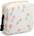 Small Makeup Bag for Purse,Mini Cosmetics Bag cute Zipper corduroy Cosmetic Pouch Storage Pouch Travel Toiletry Organizer for Women Girls(Tulip White)
