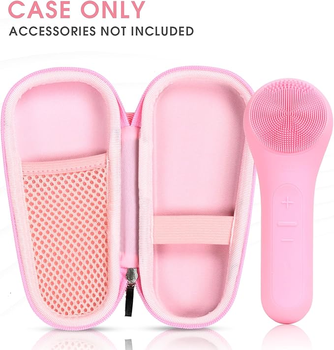 Case Compatible with NågraCoola CLIE Sonic Facial Cleansing Brush, Waterproof Case Storage Carrying Holder Fits for Silicone Face Scrubber and Charging Cable (Box Only), Pink