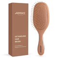 AIMIKE Mocha Mousse Detangler Brush, Pain-Free Detangling Brush with Ultra-Soft FlexGlide Bristles, Effortlessly Remove Knots & Reduce Hair Breakage, Wet Dry Paddle Brush for Women Thin Fine Hair