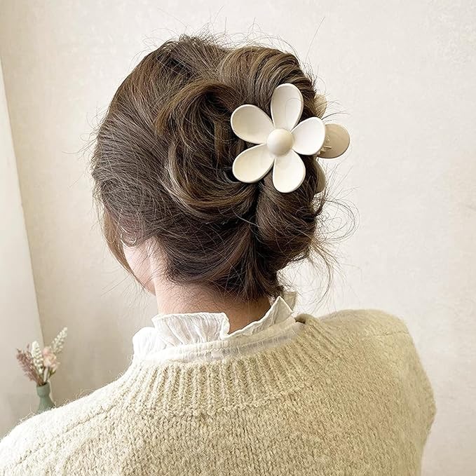 Flower Hair Clips 8PCS, Hair Claw Clips for Women Thick Thin Hair, Flower Claw Clips Matte Non Slip Strong Hold Hair Clips for Women Girls, Large Cute Claw Clips Big Hair Jaw Clips 8 Colors