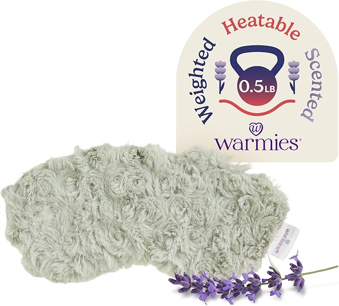warmies Microwavable Eye Mask for Warmth & Comfort - Heating & Cooling Compress for Calming Relaxation - Weighted & Heated Eye Mask with Scented Lavender for Sleeping - Curly Sage
