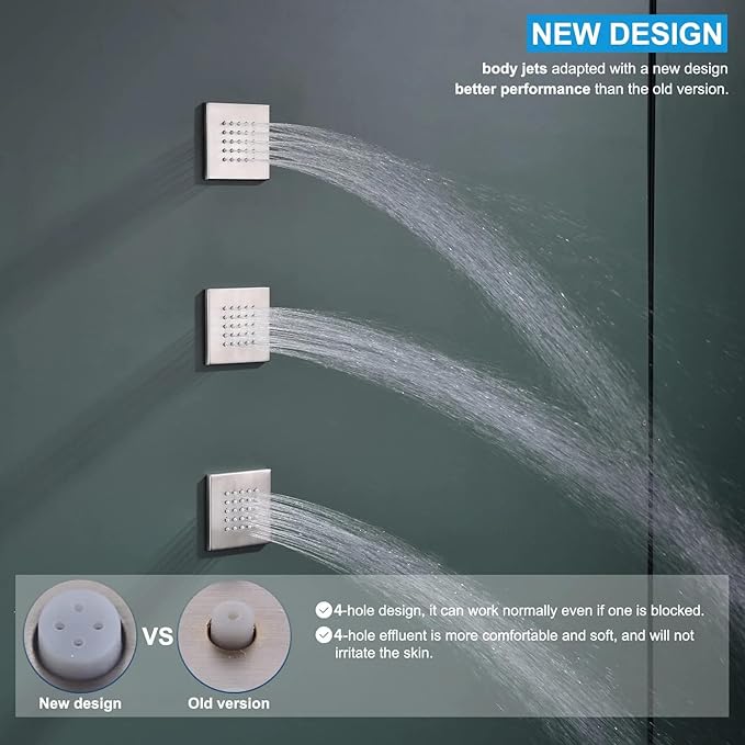 Brushed Nickel Shower Jet 4 inch Wall Mount Body Massage Body Jet, 1 PCS