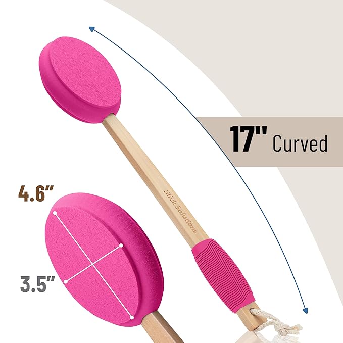 Slick- Lotion Applicator, 17 Inch, Hot Pink, Back Applicator Lotion, Certified Organic, Easy Reach Washable, Self Tanner for All Skin Tone