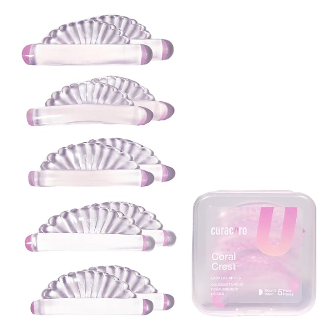 Curacoro Lash Lift Shields, 10 Pcs/5 Sizes Lash Lift Rods, Lash Lift Pads for Eyelash Curling and Lifting, Reusable Silicone Lash Rods For Eyelash Perm Lamination