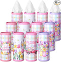 12 Pack Hello Spring Car Tissue Cylinder Holder Bulk with 3 Ply Facial Tissues Flower Round Napkin Holders for Cup Holder Cylinder Floral Mason Jar Travel Paper Tubes Bulk Napkin Boxes Packs