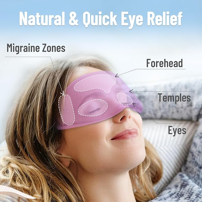 Cooling Eye Mask, Cold Eye Mask for Puffiness, Reusable Ice Eye Masks for Dark Circles, Puffy Eyes, Relieve Migraines and Headaches with Gel Eye Masks Therapy, Long-Lasting Comfort (Purple of 3D)