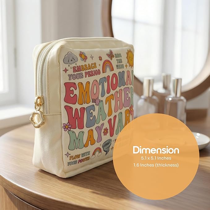 Primo Lines Period Bag – Compact Discreet Tampons & Pad Pouch with Waterproof Lining, Cute & Stylish Period Pouches