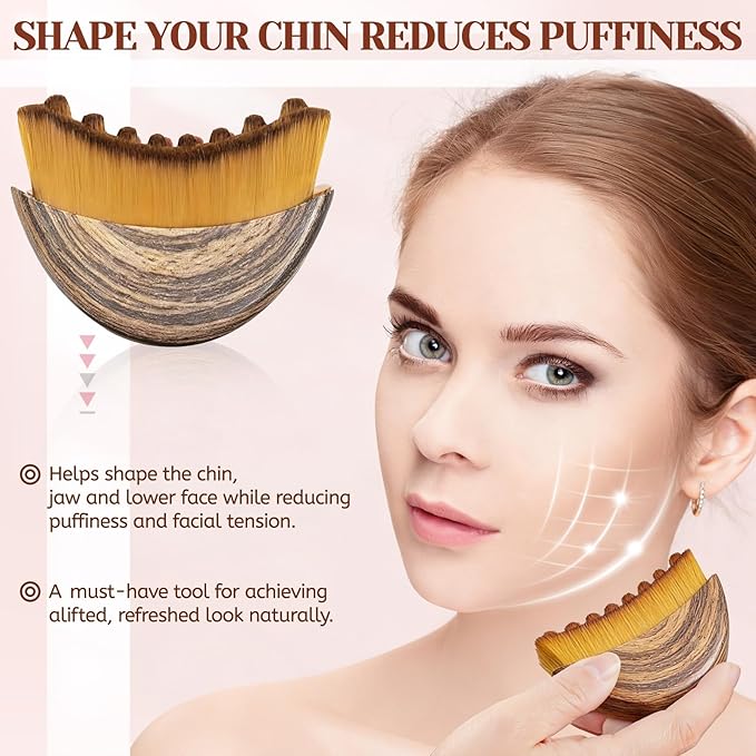 Lymphatic Contour Face Brush,Lymphatic Drainage Massager for Sculpting,Soft & Gentle Bristles Suitable for All Skin Types,Portable Ergonomic Gua Sha Brush with Travel Case