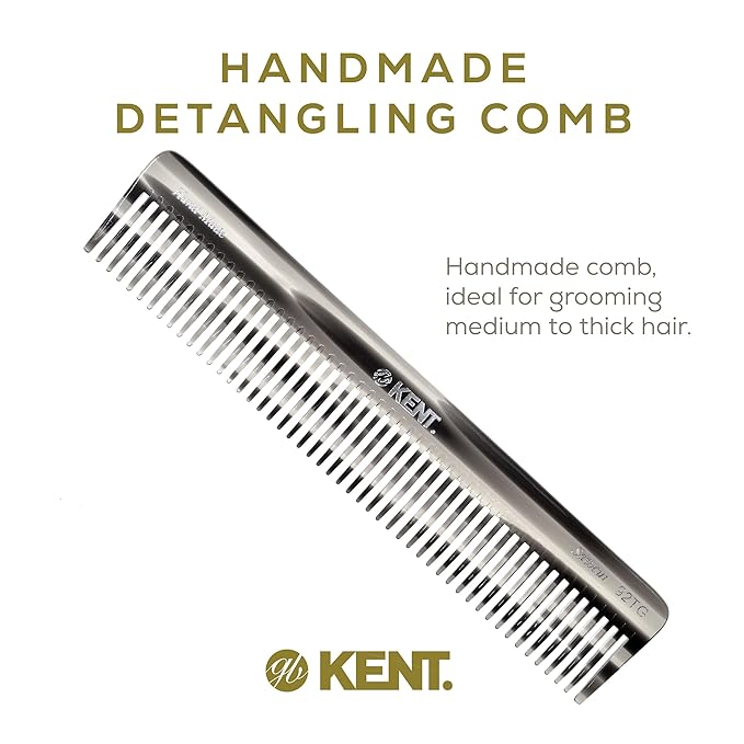 Kent 92T Black Graphite Wide Tooth Women’s Detangler Comb for Curly, Wavy, and Thick Hair – Ideal for Use on Wet Hair – Gentle, Shower Comb for – Anti-Static, Smooth - Styling Tool by Kent