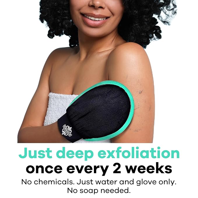 Dermasuri - Deep Exfoliating Glove - Korean Exfoliating Mitt - Reusable Body Scrubber for Shower - Buffs Dry Dead Skin - Keratosis Pilaris Treatment Scrub - Skin Exfoliator for Women & Men - XL