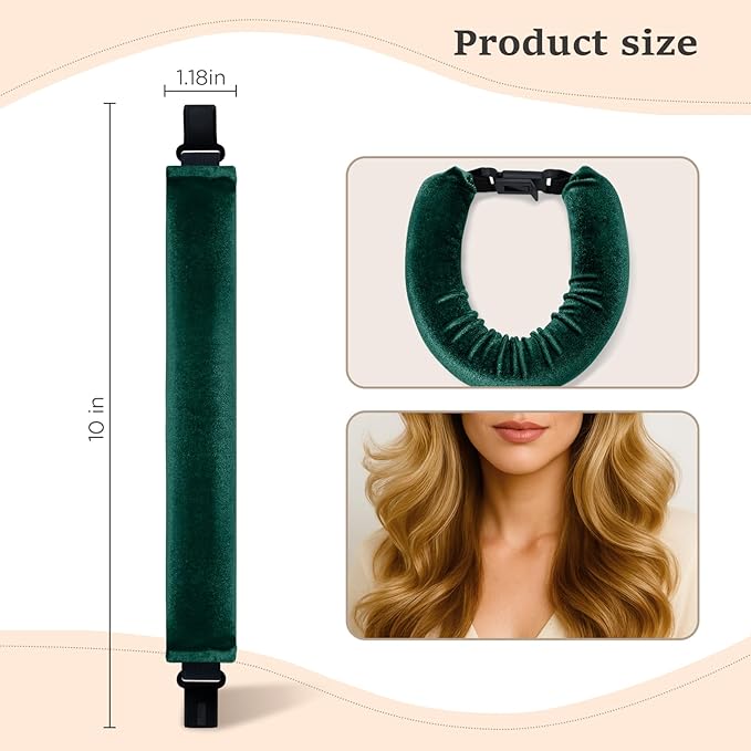 Heatless Hair Curler Set – 4PCS Velvet Overnight Blowout Rods for Heatless Curls, Jumbo Flexible Curling Rods to Sleep In, No Heat Curling Tools for Natural Waves and Curls Green