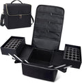 Deciniee Large Makeup Travel Train Case, Upgraded Plus Size Nail Supply Organizers and Storage for Nail Tech, Black 4 Tier Cosmetic Train Case Makeup Box, Nail Polish Makeup Organizer and Storage Bag