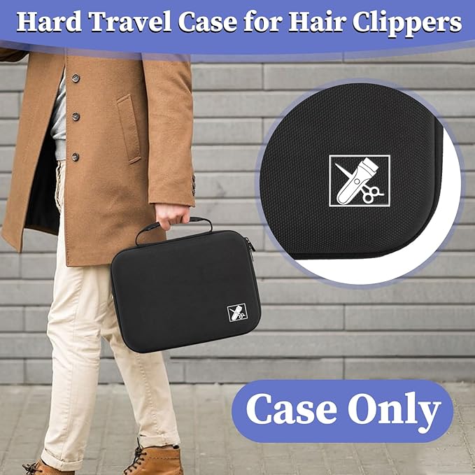 Hard Clipper Case for Barbers, Hair Clippers Travel Case for Hatteker/Oneisal/Wahl 5star/Andis Razor Guard Grooming Kits, Hair Cutting Barber Supplies Holder, Trimmer Organizer Storage Bag