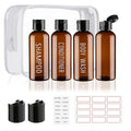 Travel Bottles for Toiletries 4 Pack 3.4oz/100ml TSA Approved Travel Size Containers Leak Proof Shampoo and Conditioner Bottles Plastic Squeeze Bottle(Brown)