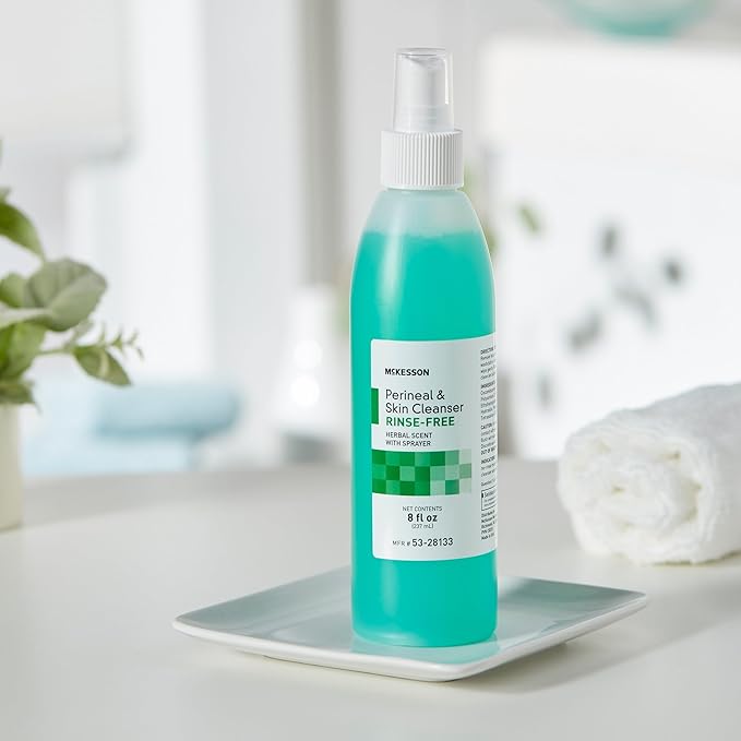 McKesson Perineal Skin Cleanser, 8 oz [Pack of 1] Rinse-Free Body Wash for Incontinence or Ostomy Care, Herbal Scent