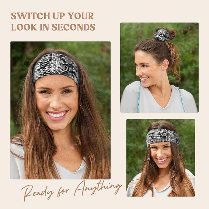 Wide Headbands for Women Knotted No Slip Head Bands Soft Turban Headband Hair Accessories Boho African Solid Color Head Wraps for Women Yoga Workout Pack of 6