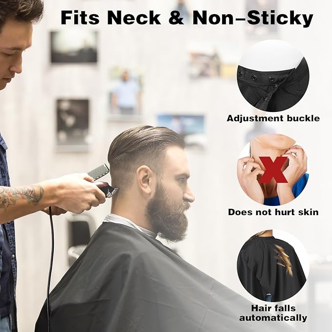 Professional Salon Barber Cape for Men/Women - Hairdressing Waterproof Hair Cutting Cape with Adjustable Snap Closure,Salon