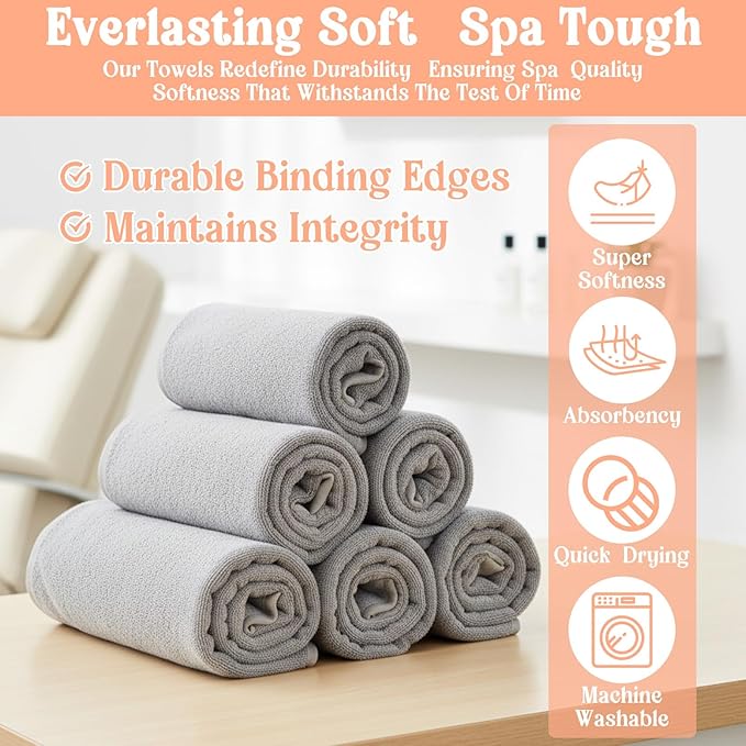 6 Pack Facial Towels for Estheticians, U-Shaped Spa Towels for Facial, Soft Microfiber Massage Face for Skincare, Massage & Professional Use