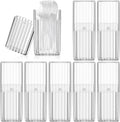 Dandat 8 Pcs Project Storage Case Portable Creative Storage Box Dental Toothpick Holder Floss Travel Case Transparent Flosser Dispenser Container for Teeth Cleaning Cotton Swab(White)