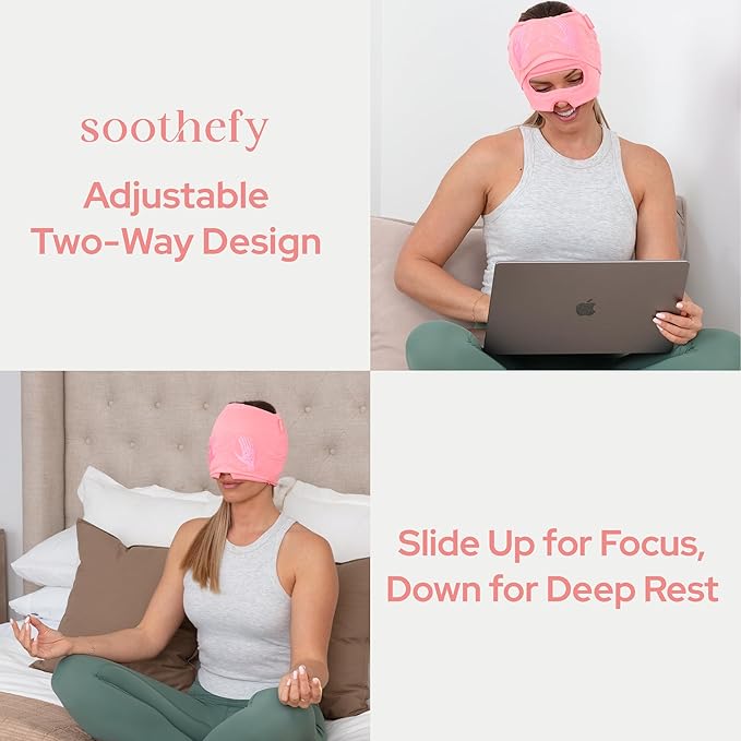 Migraine Relief Cap with Slide-Up Eye Mask - Patent Pending - Headache Relief Hat for Hangover, Stress, Tension - Buttery Soft, Made for Bad Days