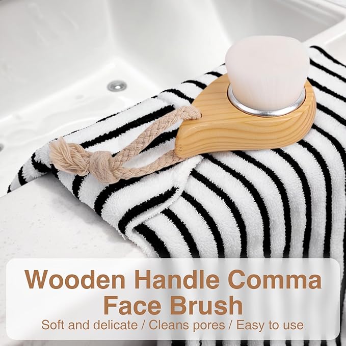 LOGJAM 2 Pcs Face Cleansing Brush, Soft Bristle Facial Dry Brushes, Natural Bristle Face Brush for Deep Pore Cleaning